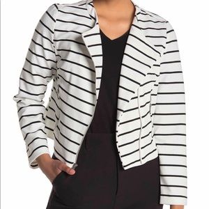 Bagatelle Striped Asymmetrical Moto Jacket NWT